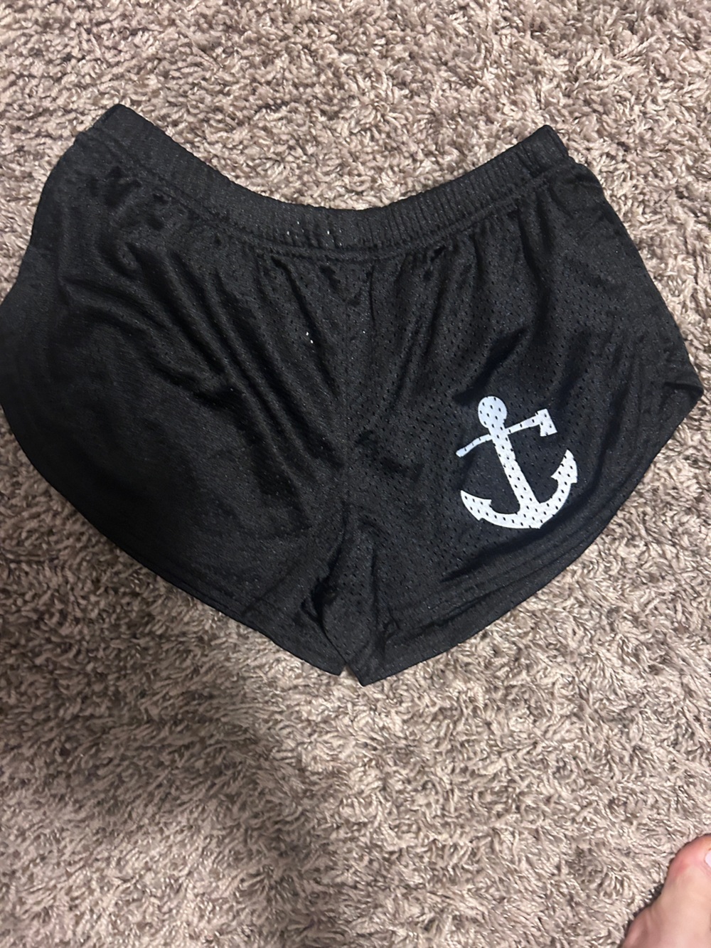 flag nor fail Black Bike Shorts with White Anchor Logo
